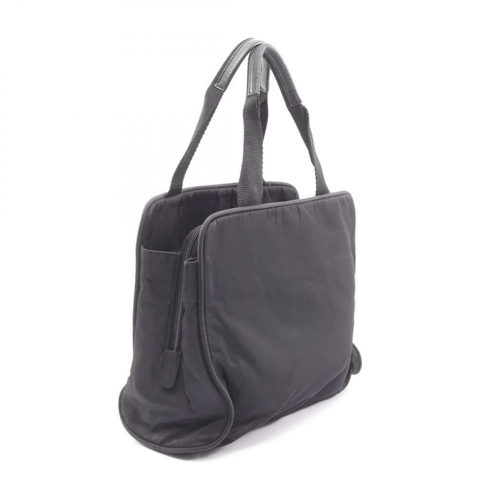 Prada logo enameled bag tote Tessuto triangle iconic Black